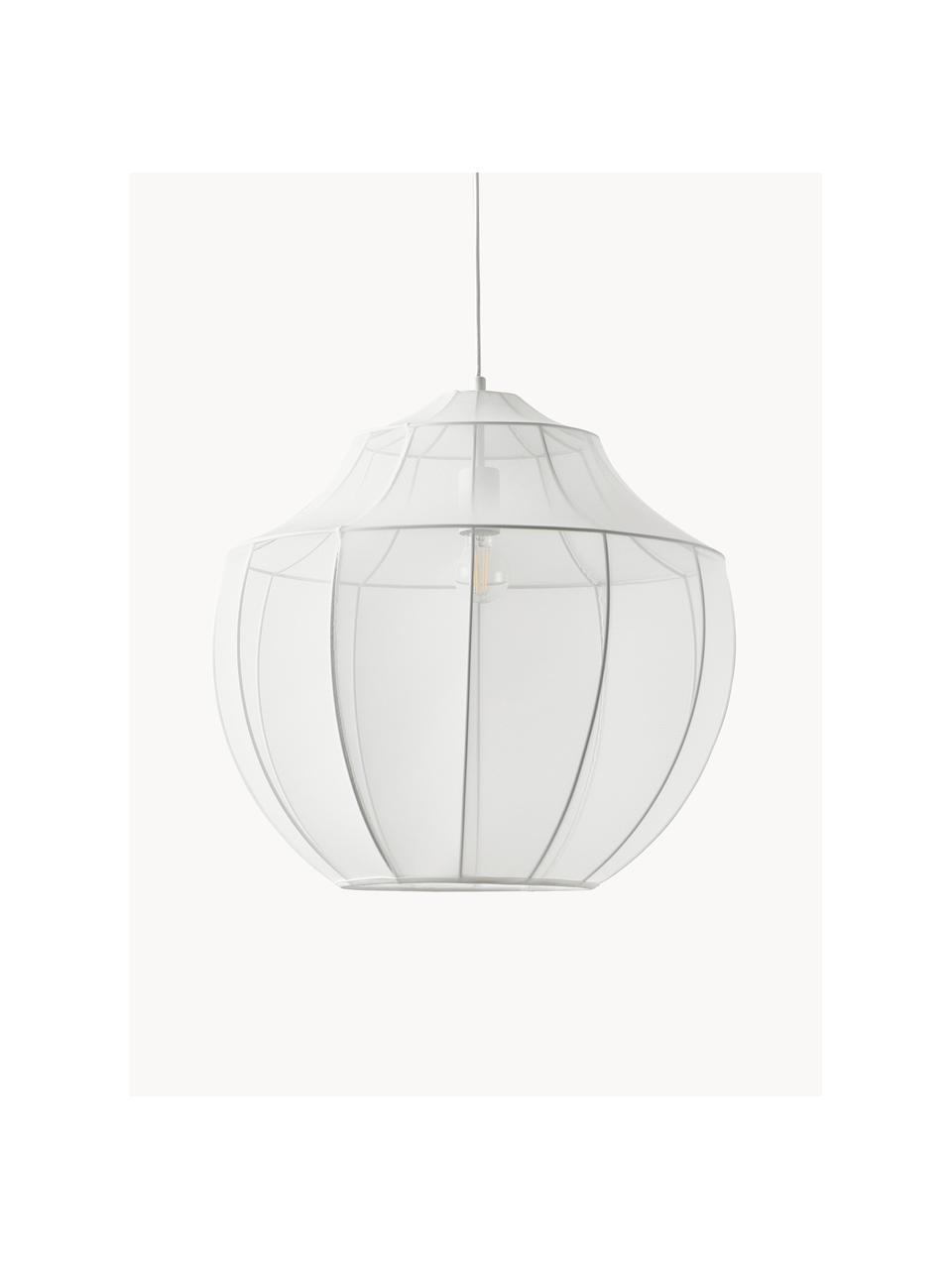 Lampa wisząca z siateczki Beau, Stelaż: metal malowany proszkowo, Biały, Ø 52 x W 52 cm