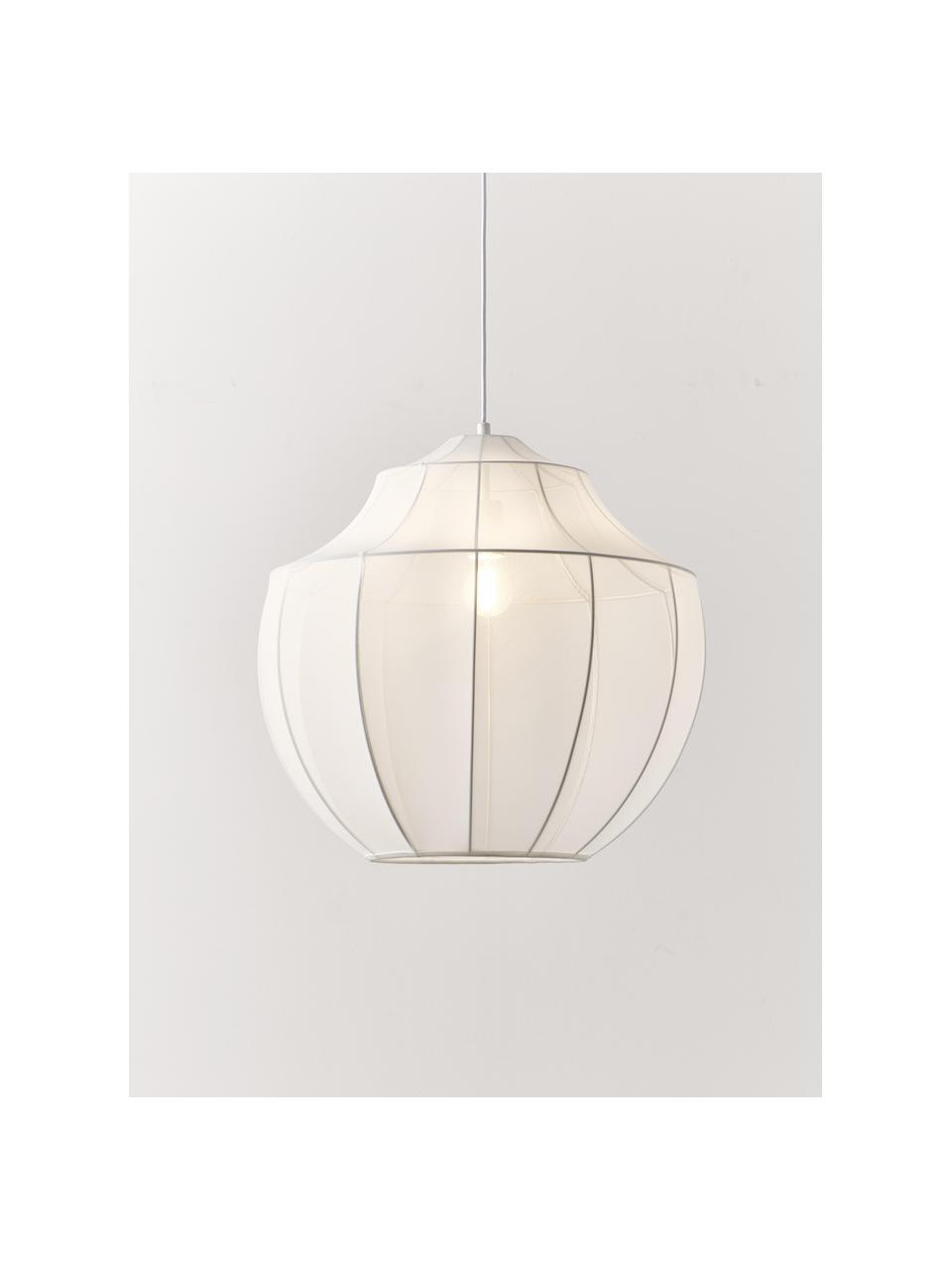 Hanglamp Beau van netstof, Lampenkap: textiel, Baldakijn: gepoedercoat metaal, Wit, Ø 52 x H 52 cm