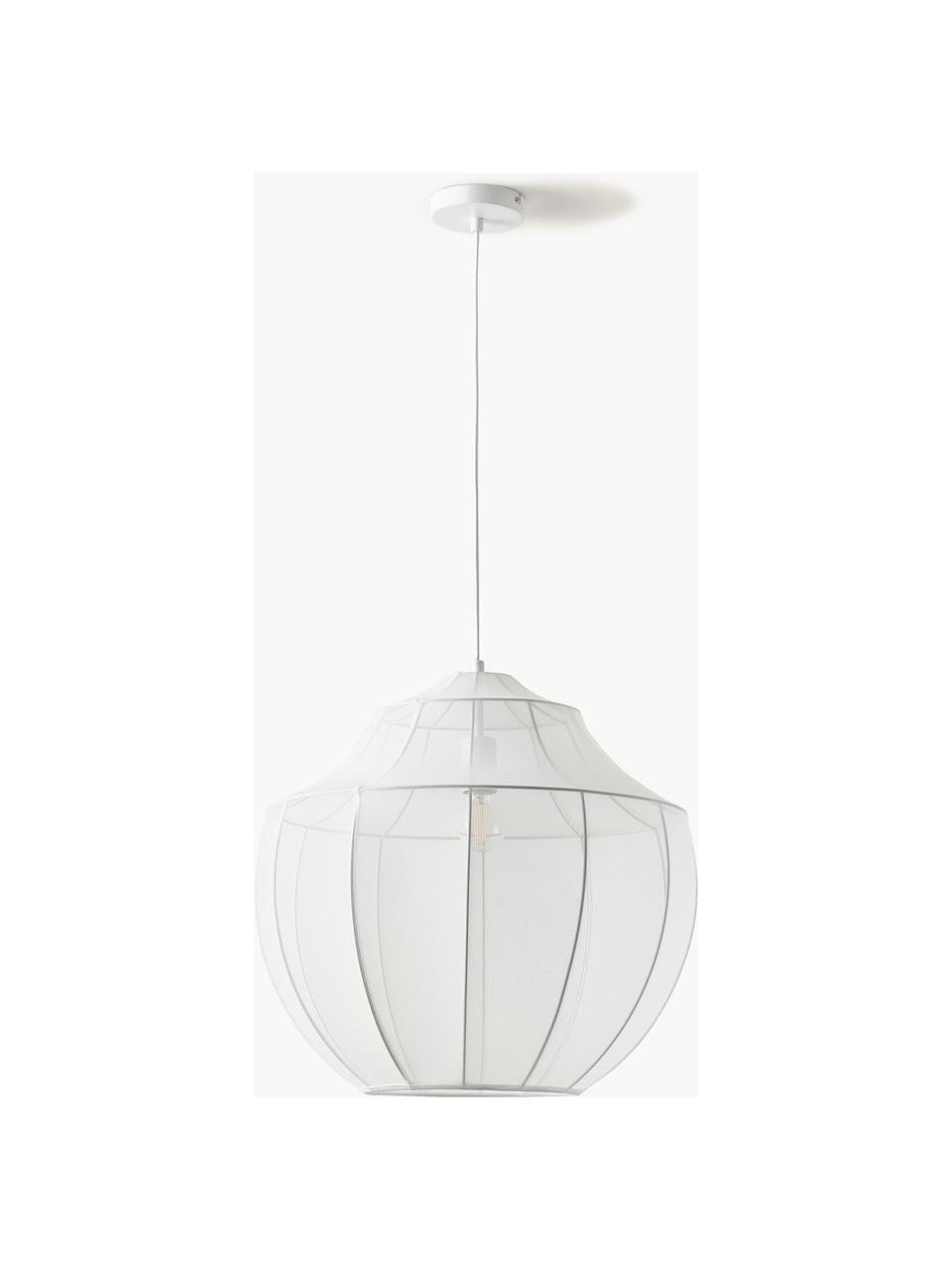 Lampa wisząca z siateczki Beau, Stelaż: metal malowany proszkowo, Biały, Ø 52 x W 52 cm