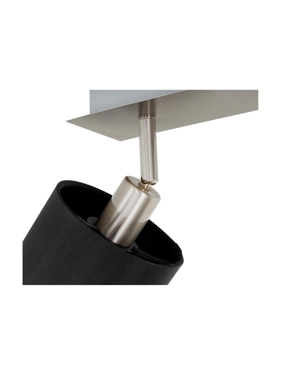 Faretti da soffitto Casper, Baldacchino: metallo, nichelato, Paralume: tessuto, Argentato, nero, Larg. 78 x Alt. 7 cm