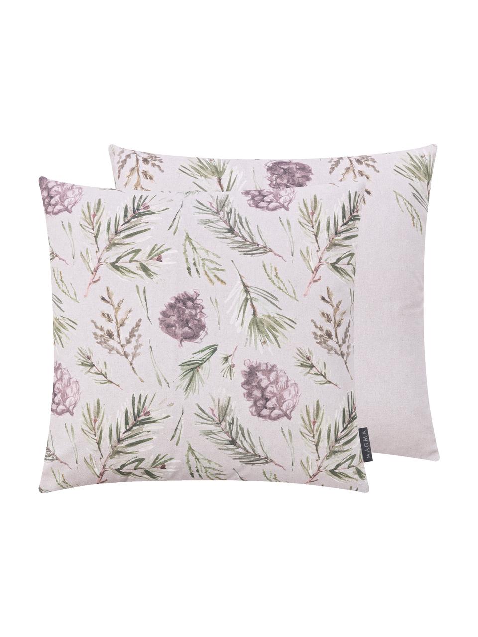 Housse de coussin 50x50 réversible Tanne, Gris et tons verts