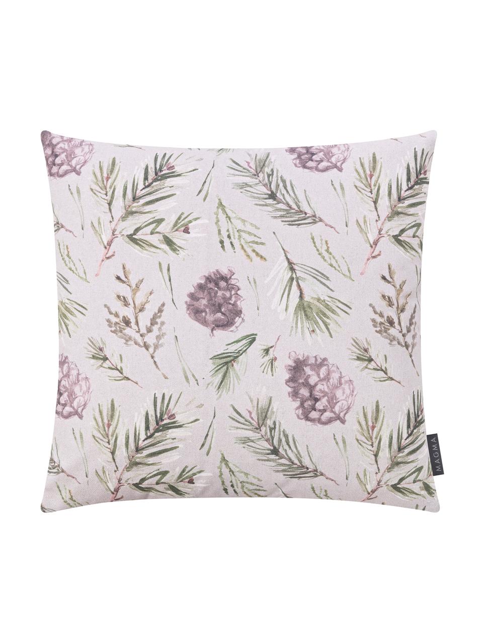 Housse de coussin 50x50 réversible Tanne, Gris et tons verts