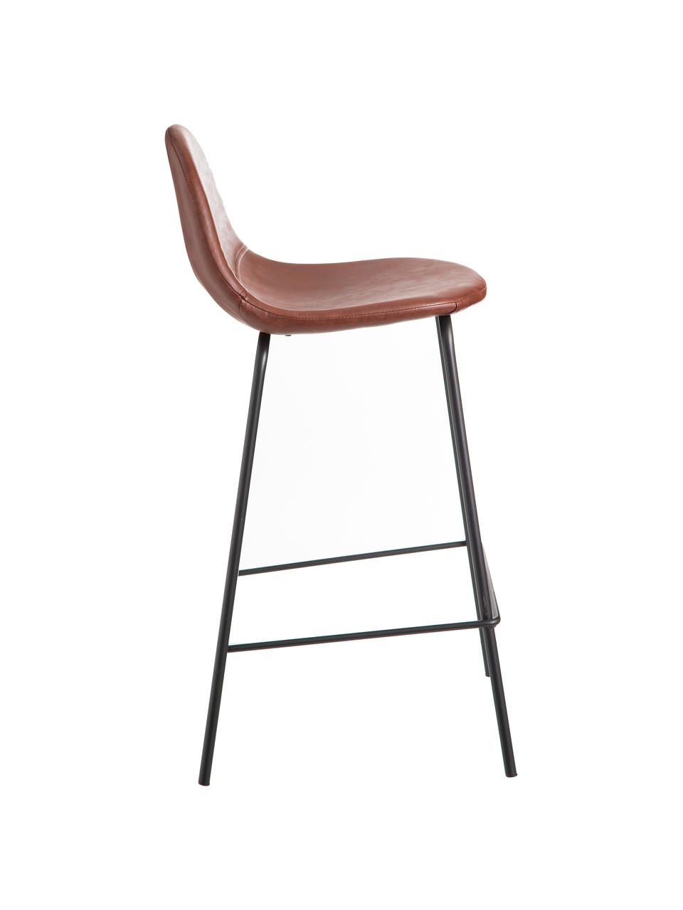 Krzesło barowe ze sztucznej skóry Adeline, Tapicerka: sztuczna skóra (poliureta, Stelaż: drewno bukowe, Nogi: metal, Brązowy, czarny, S 42 x W 87 cm