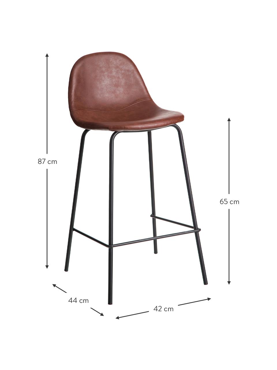 Barová stolička z umelej kože Adeline, Hnedá, čierna, Š 42 x V 87 cm