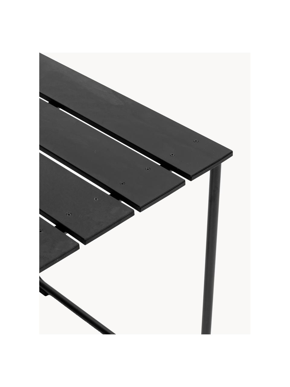 Handgemaakte tuintafel Ocean, Frame: gerecycled staal, gecoat, Tafelblad: gerecycled zeeafval, Zwart, B 79 x H 74 cm