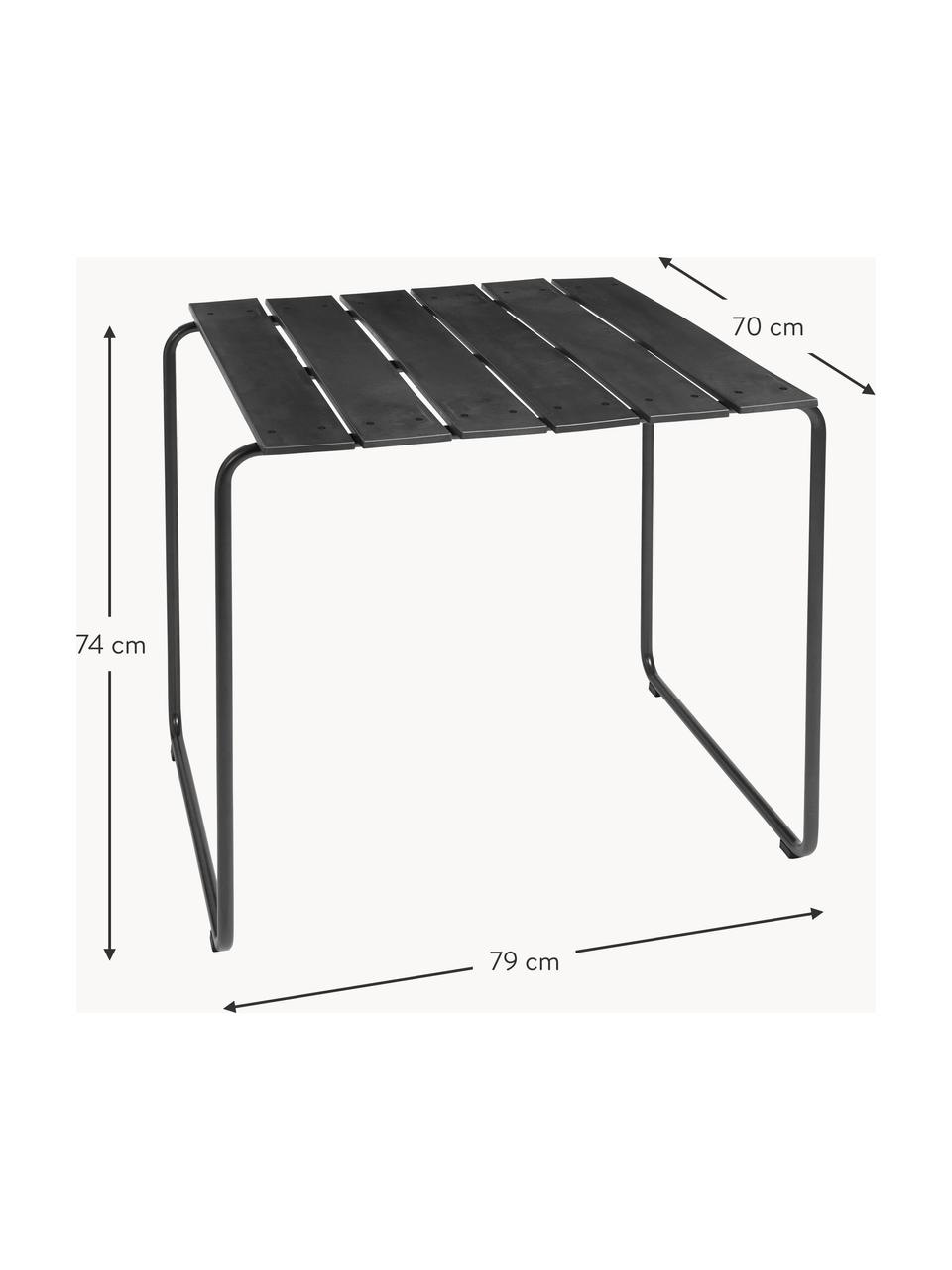 Handgemaakte tuintafel Ocean, Frame: gerecycled staal, gecoat, Tafelblad: gerecycled zeeafval, Zwart, B 79 x H 74 cm