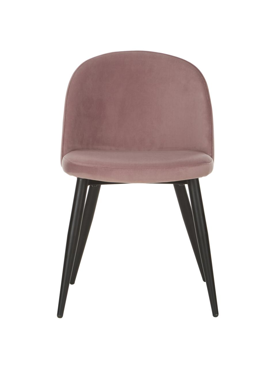 Sillas tapizadas en terciopelo Amy, 2 uds., Tapizado: terciopelo (poliéster) Al, Patas: metal con pintura en polv, Terciopelo rosa, An 47 x F 55 cm