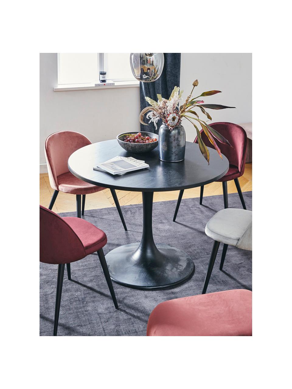 Fluwelen stoelen Amy, 2 stuks, Bekleding: fluweel (polyester), Poten: gepoedercoat metaal, Fluweel roze, B 51 x D 55 cm