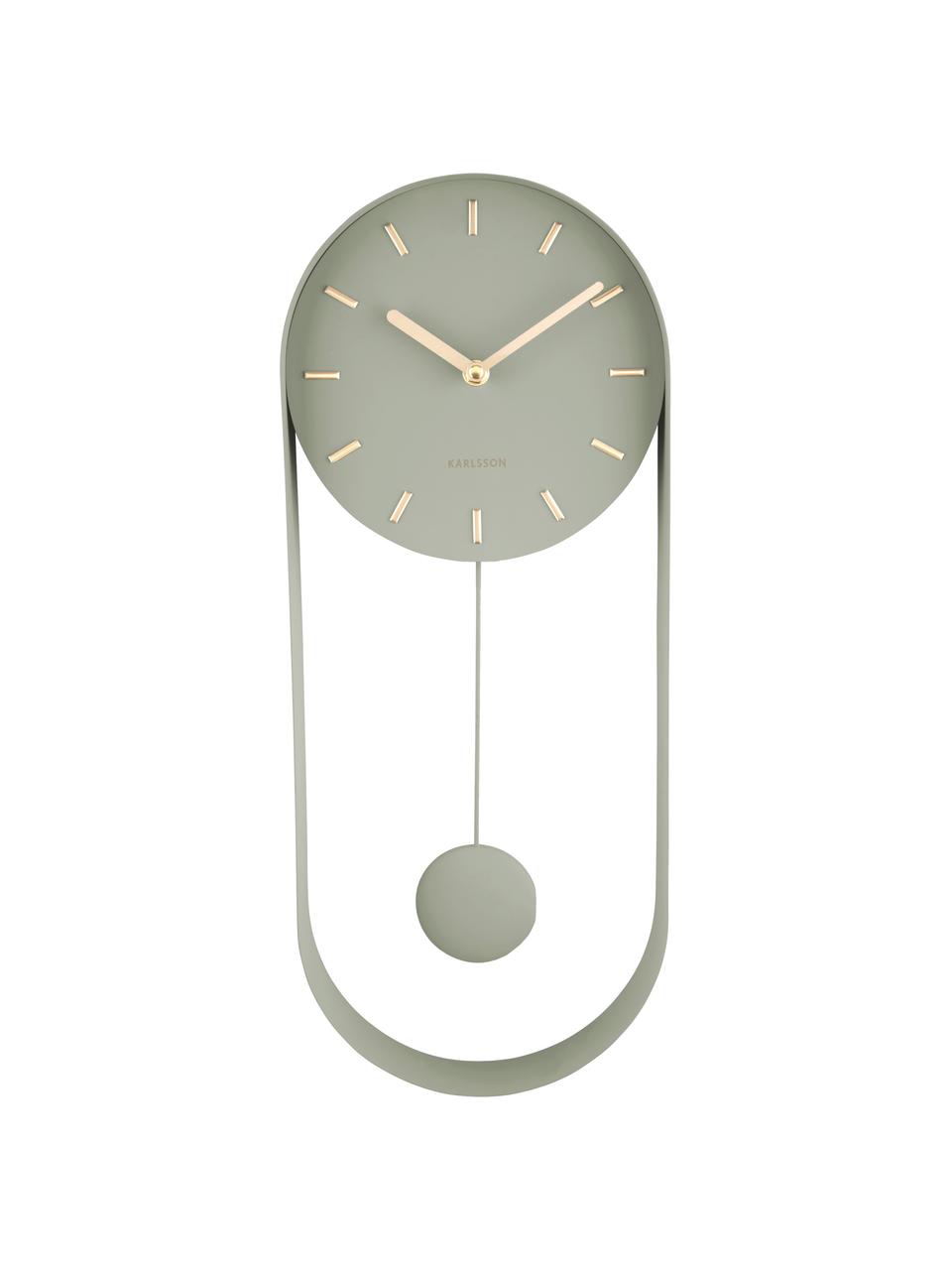 Zegar ścienny Charm, Metal powlekany, Zielony, S 20 x W 50 cm