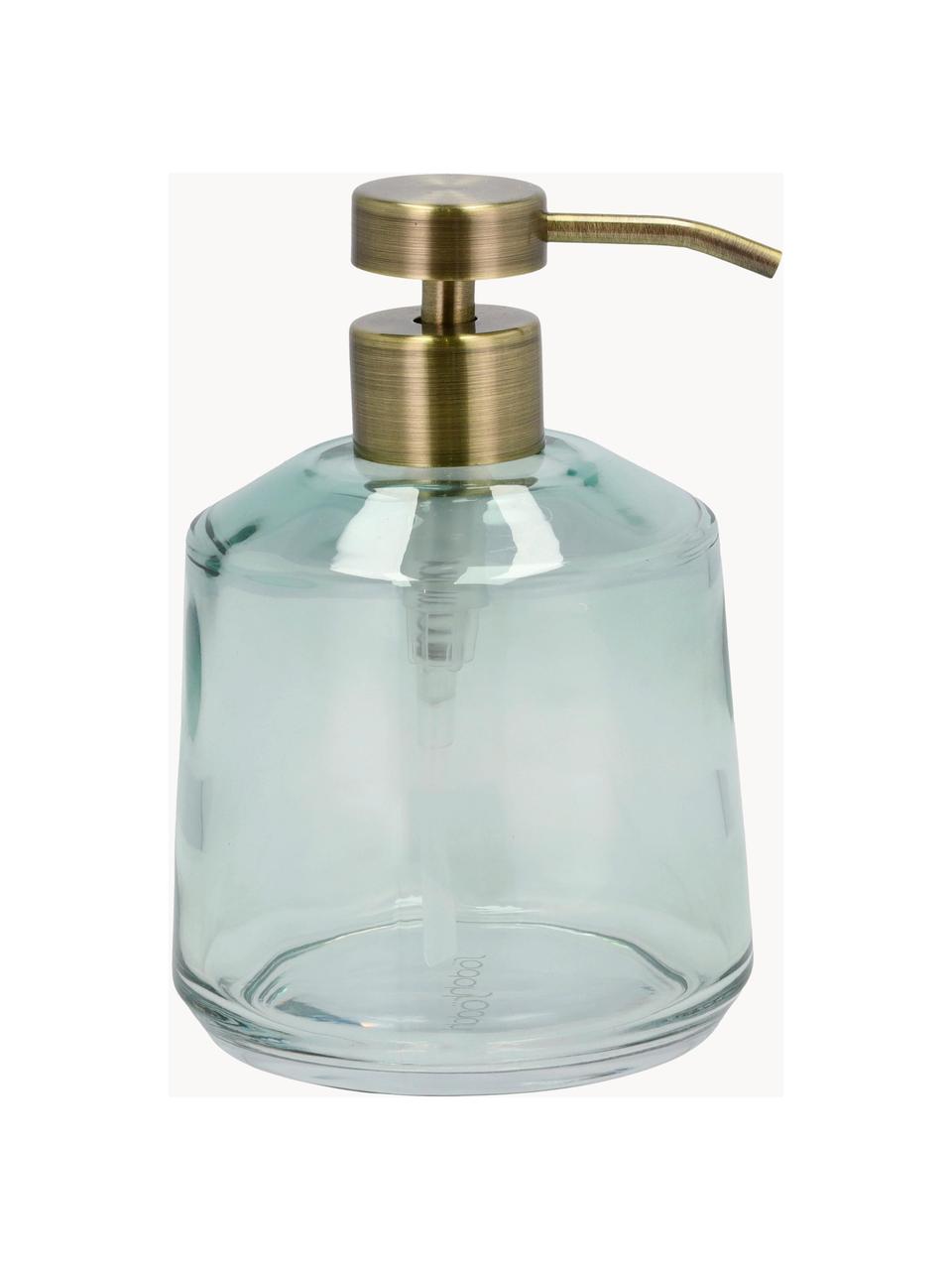 Seifenspender Vintage aus Glas, Behälter: Glas, Pumpkopf: Kunststoff, Hellblau, transparent, Ø 10 x H 15 cm
