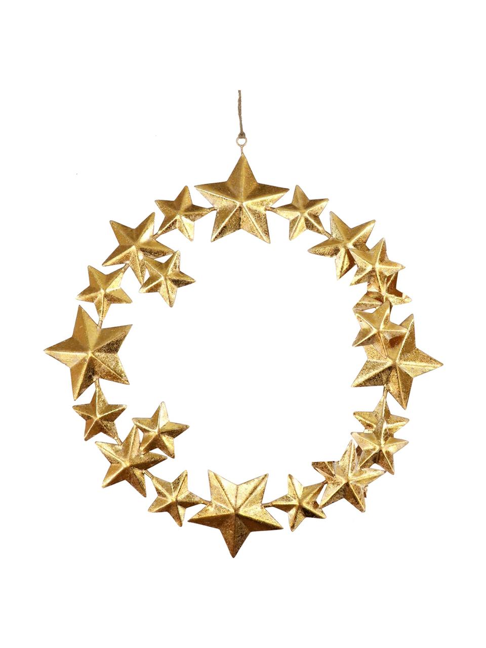 Komplet dekoracji wiszących Stars, 2 elem., Metal powlekany, Odcienie złotego, Komplet z różnymi rozmiarami