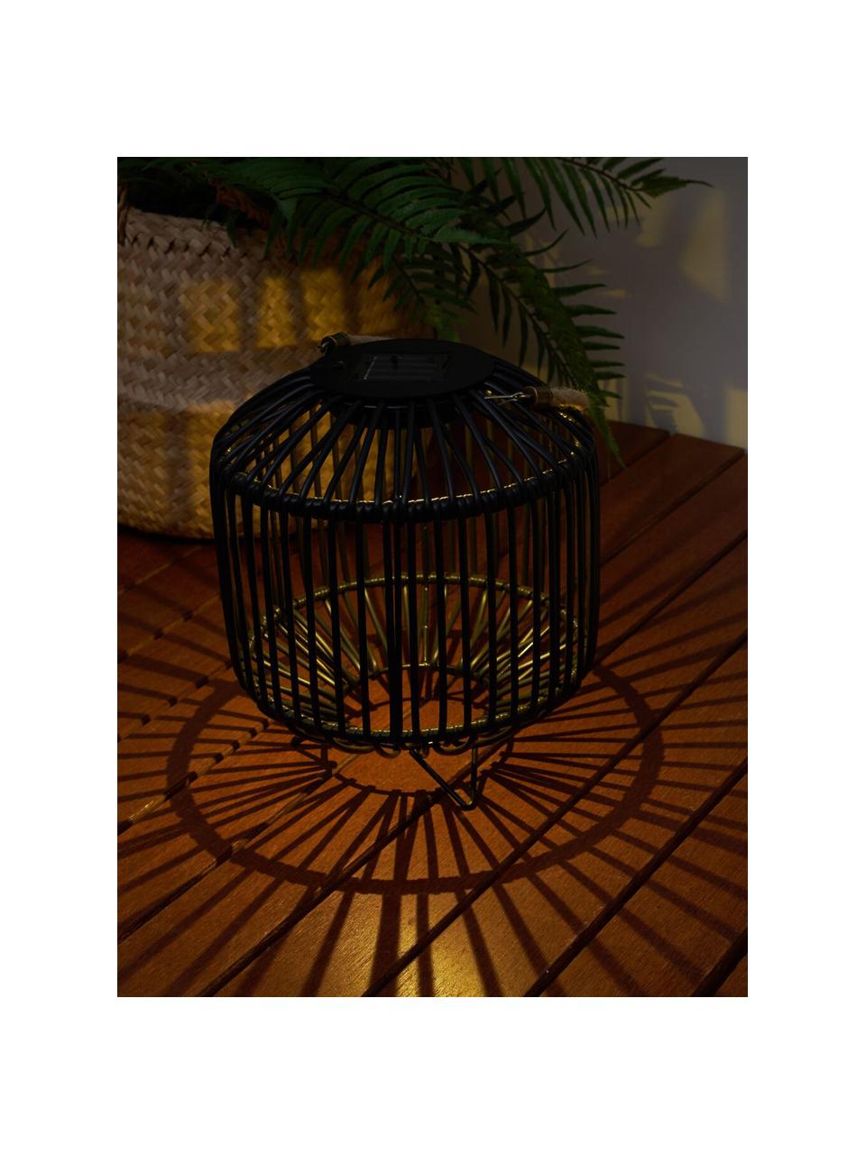 Solar Außenleuchte Sunshine Delight zum Hängen oder Stellen, Lampenschirm: Polyrattan, Griff: Jute, Schwarz, Ø 24 x H 26 cm