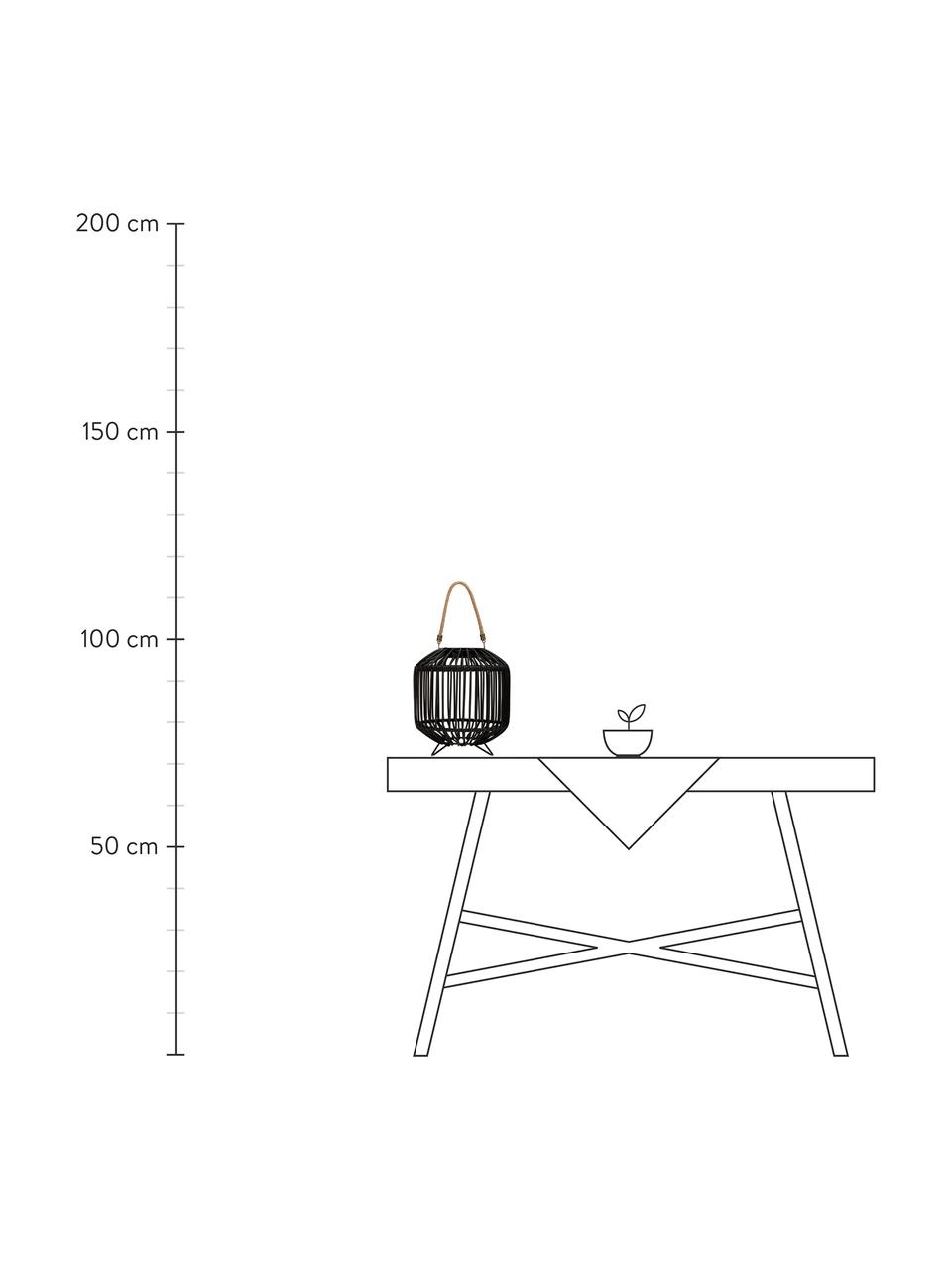Solar Außenleuchte Sunshine Delight zum Hängen oder Stellen, Lampenschirm: Polyrattan, Griff: Jute, Schwarz, Ø 24 x H 26 cm