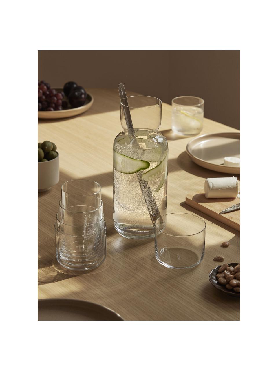 Komplet karafki z łyżeczką Nesting, 2 elem., Transparentny, odcienie srebrnego, Ø 10 x W 24 cm, 1,1 l