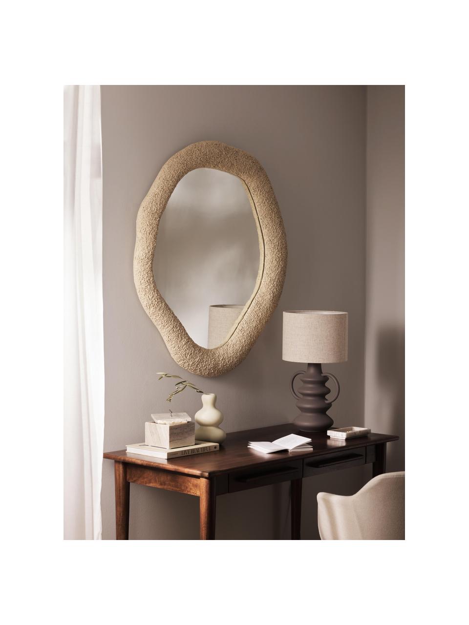 Wandspiegel Toprak, Rahmen: Polyresin, Spiegelfläche: Spiegelglas, Rückseite: Mitteldichte Holzfaserpla, Hellbeige, B 92 x H 102 cm