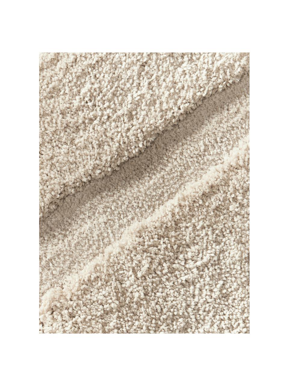 Flauschiger Hochflor-Teppich Jade mit erhabener Hoch-Tief-Struktur, Flor: 100 % Polyester, GRS-zert, Beige, B 80 x L 150 cm (Grösse XS)