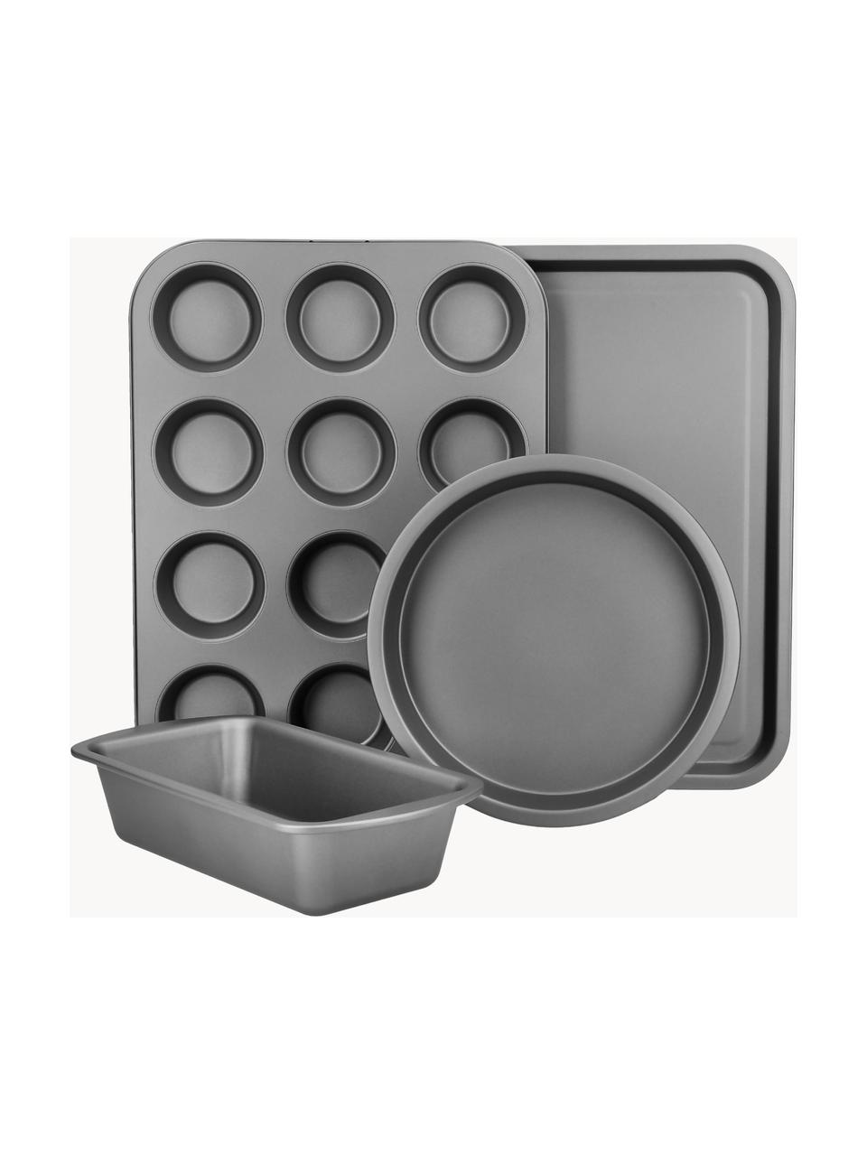 Backformen KitchenCraft mit Antihaft-Beschichtung, 4er-Set, Stahl mit Antihaft-Beschichtung, Schwarz, Set mit verschiedenen Grössen