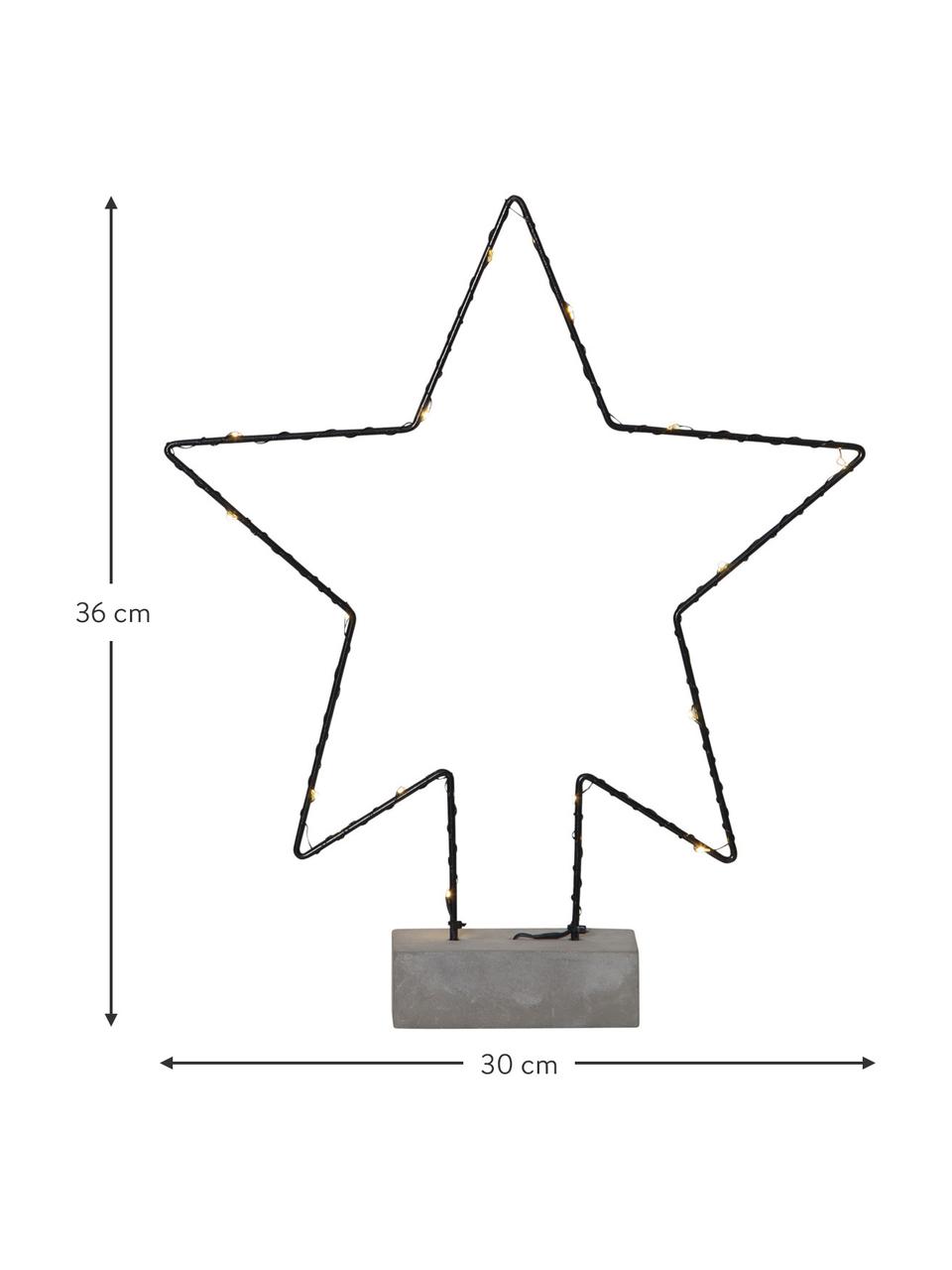 LED Leuchtobjekt Cemmy H 36 cm, batteriebetrieben, Sockel: Beton, Schwarz, Dunkelgrau, B 30 x H 36 cm