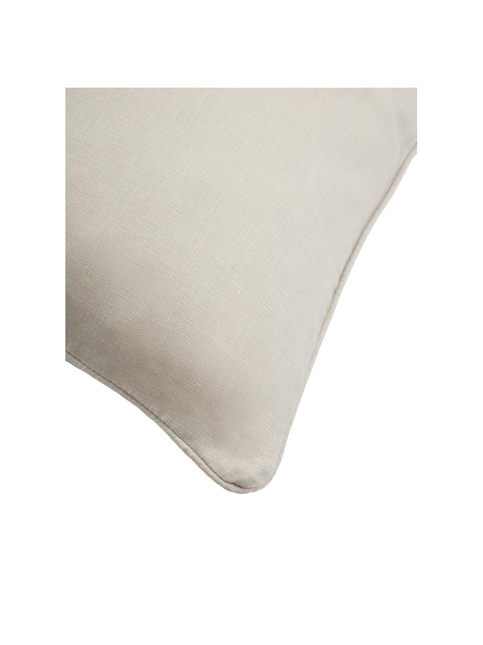 Housse de coussin en tissu bouclé avec bordure passepoilée Aya, Blanc crème, larg. 30 x long. 50 cm