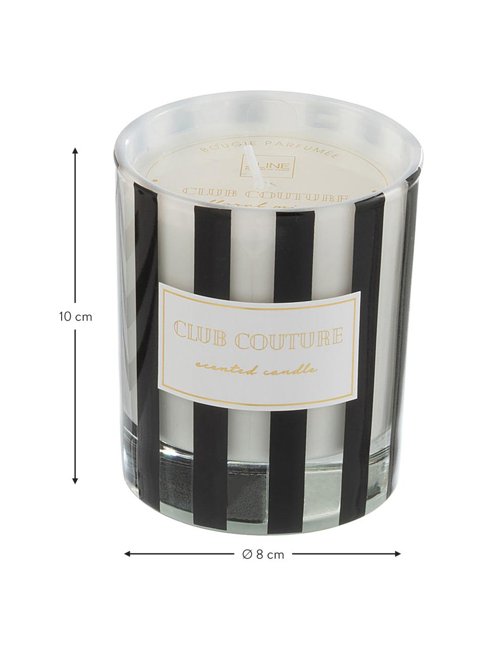 Duftkerze Club Couture (Blumen), Behälter: Glas, Schwarz, Transparent, Weiß, Ø 8 x H 10 cm