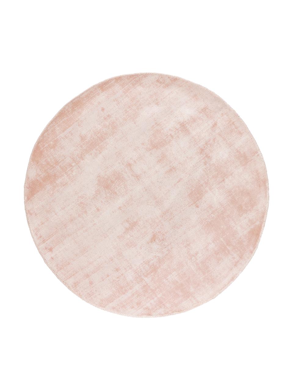 Okrúhly ručne tkaný koberec z viskózy Jane, Bledoružová, Ø 150 cm (veľkosť M)