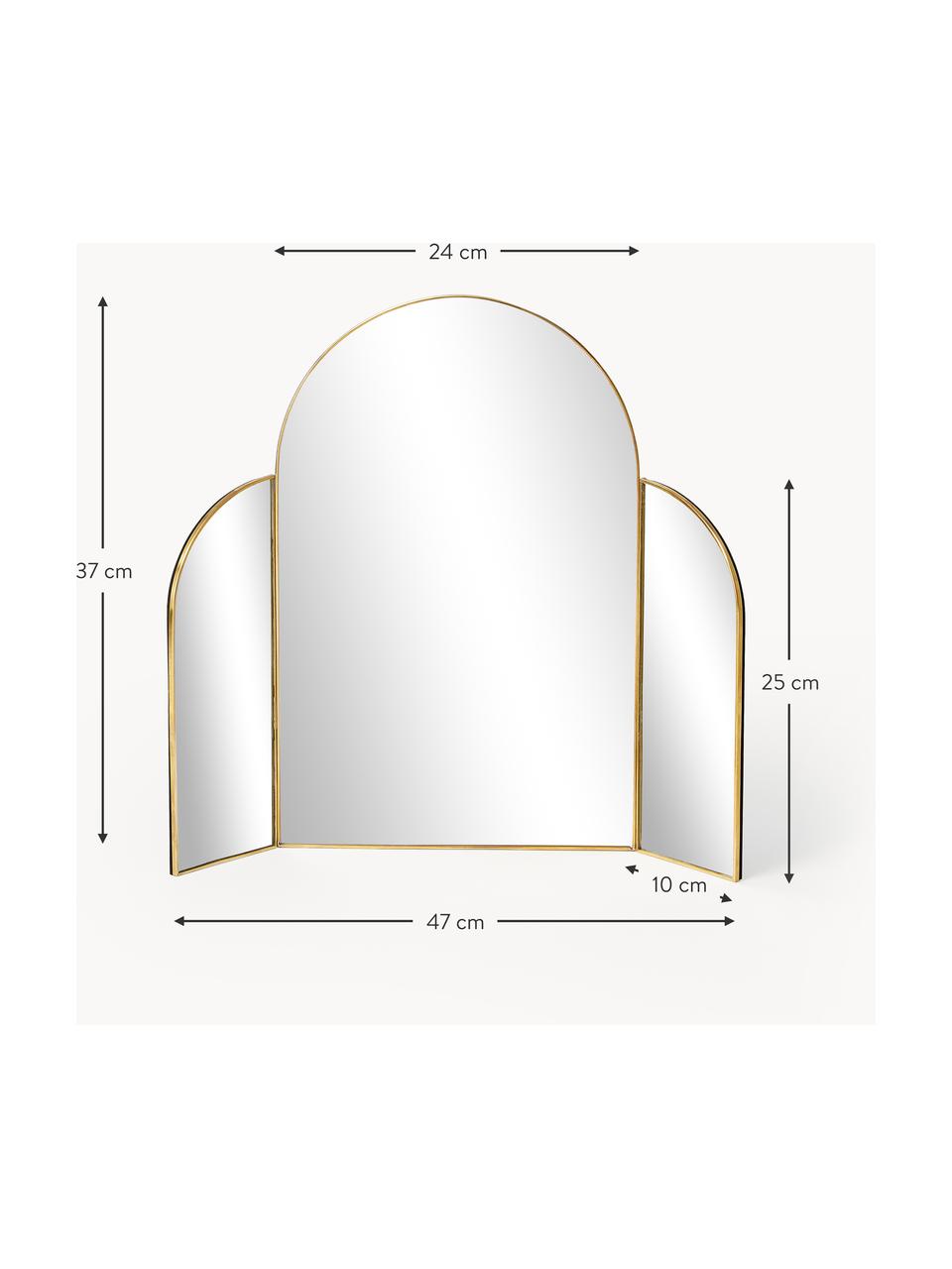 Dreifachspiegel Maple, Rahmen: Metall, beschichtet, Rückseite: Mitteldichte Holzfaserpla, Spiegelfläche: Spiegelglas, Goldfarben, B 47 x H 37 cm