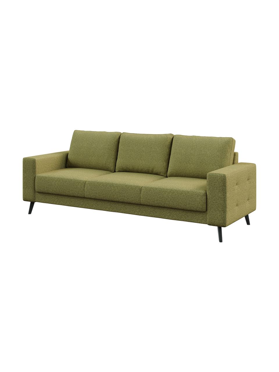 Sofá Fynn (3 plazas), Tapizado: 100% poliéster con tacto , Estructura: madera dura, madera bland, Patas: madera pintada Alta resis, Verde oliva, An 233 x F 86 cm