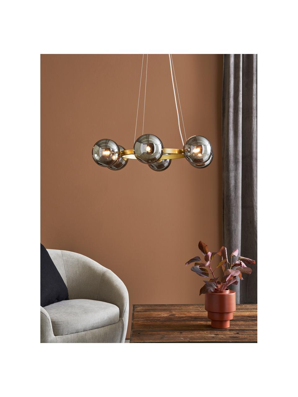 Závesná lampa zo zrkadlového skla Circle, Odtiene zlatej, chrómová, Ø 71 x V 15 cm