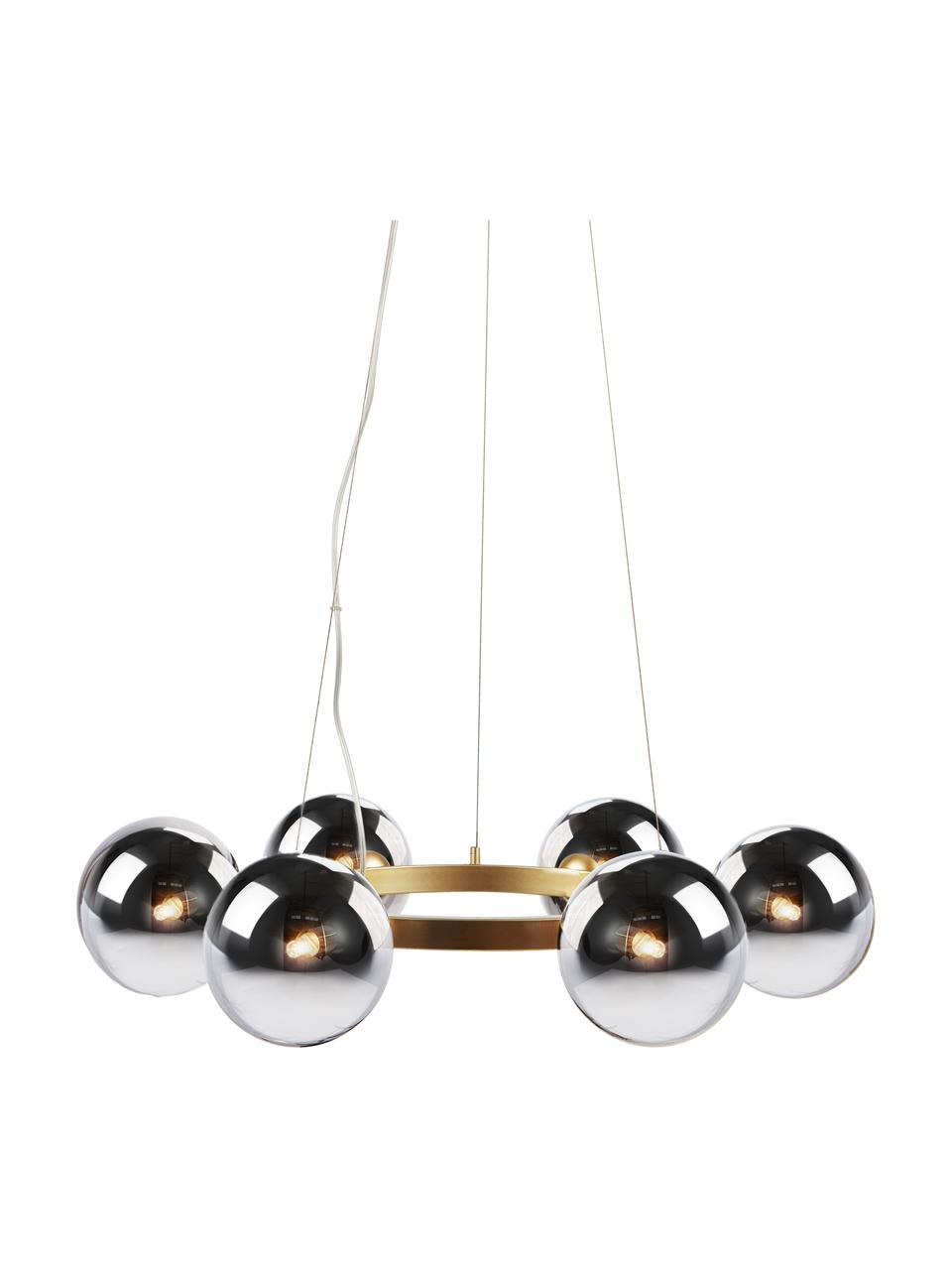 Grande suspension en verre miroir Circle, Couleur dorée, couleur chrome, Ø 71 x haut. 15 cm