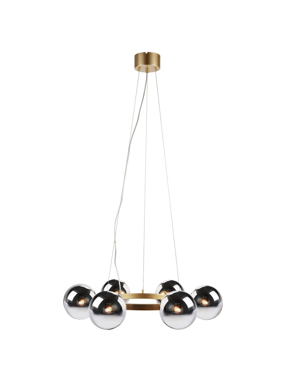 Grande suspension en verre miroir Circle, Couleur dorée, couleur chrome, Ø 71 x haut. 15 cm