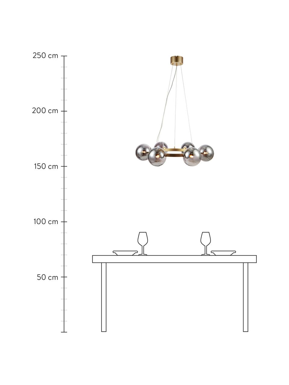 Grande suspension en verre miroir Circle, Couleur dorée, couleur chrome, Ø 71 x haut. 15 cm