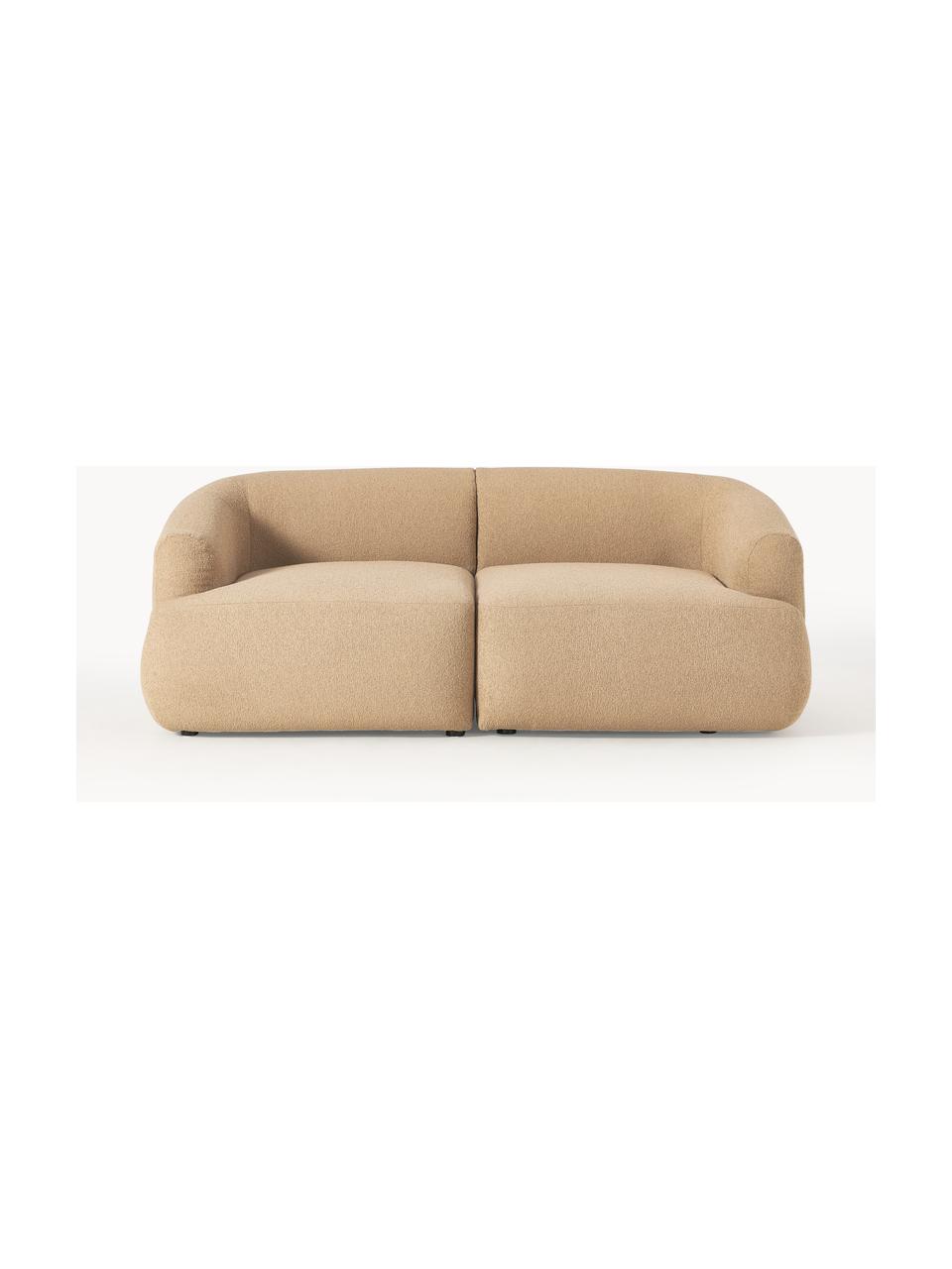 Modulares Bouclé-Sofa Sofia (2-Sitzer), Bezug: Bouclé (100 % Polyester) , Gestell: Fichtenholz, Spanplatte, , Füße: Kunststoff Dieses Produkt, Bouclé Beige, B 190 x T 103 cm