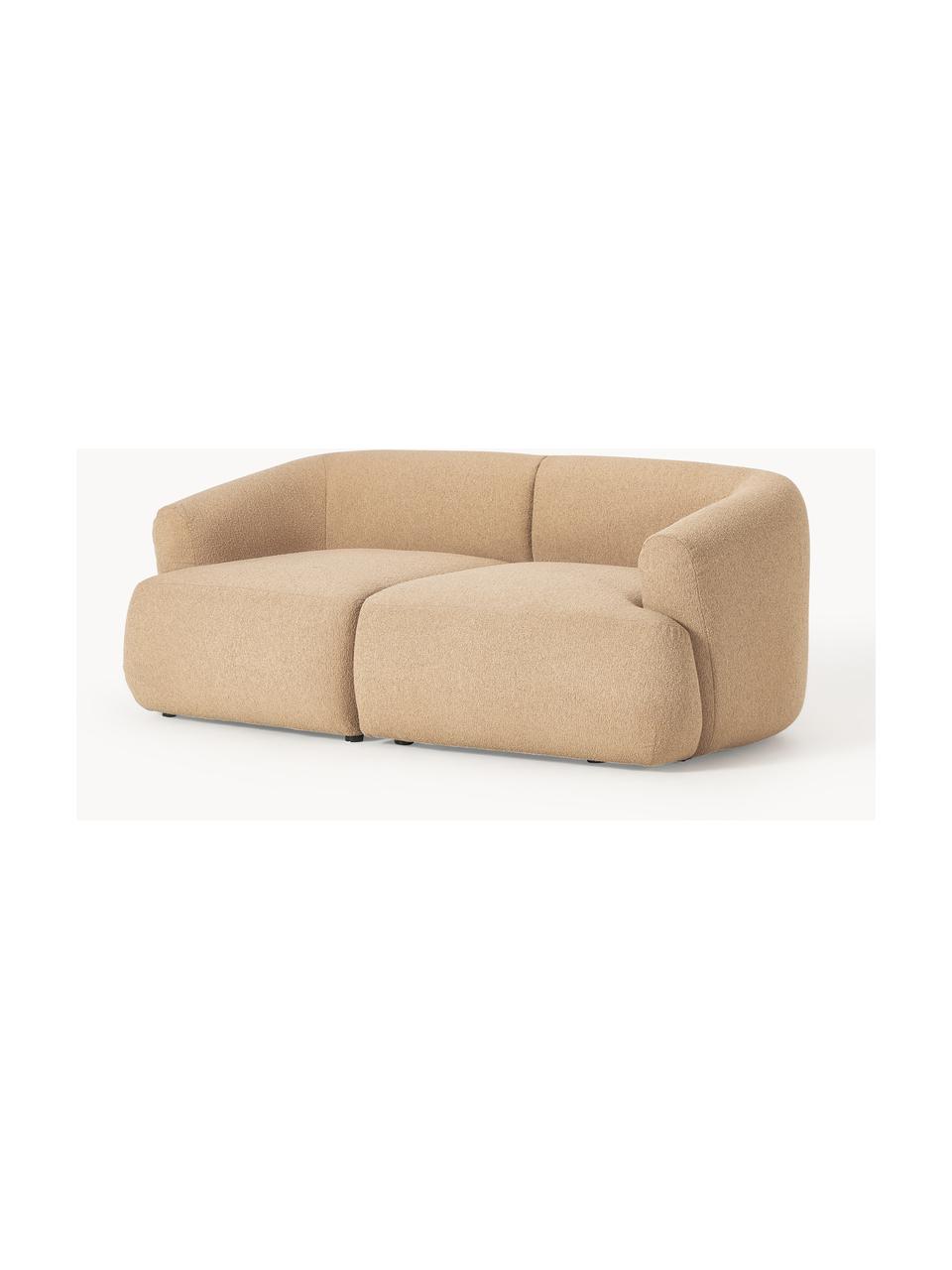 Divano componibile 2 posti in bouclé Sofia, Rivestimento: bouclé (100 % poliestere), Struttura: legno di abete rosso, cer, Piedini: plastica, Bouclé beige, Larg. 186 x Prof. 103 cm