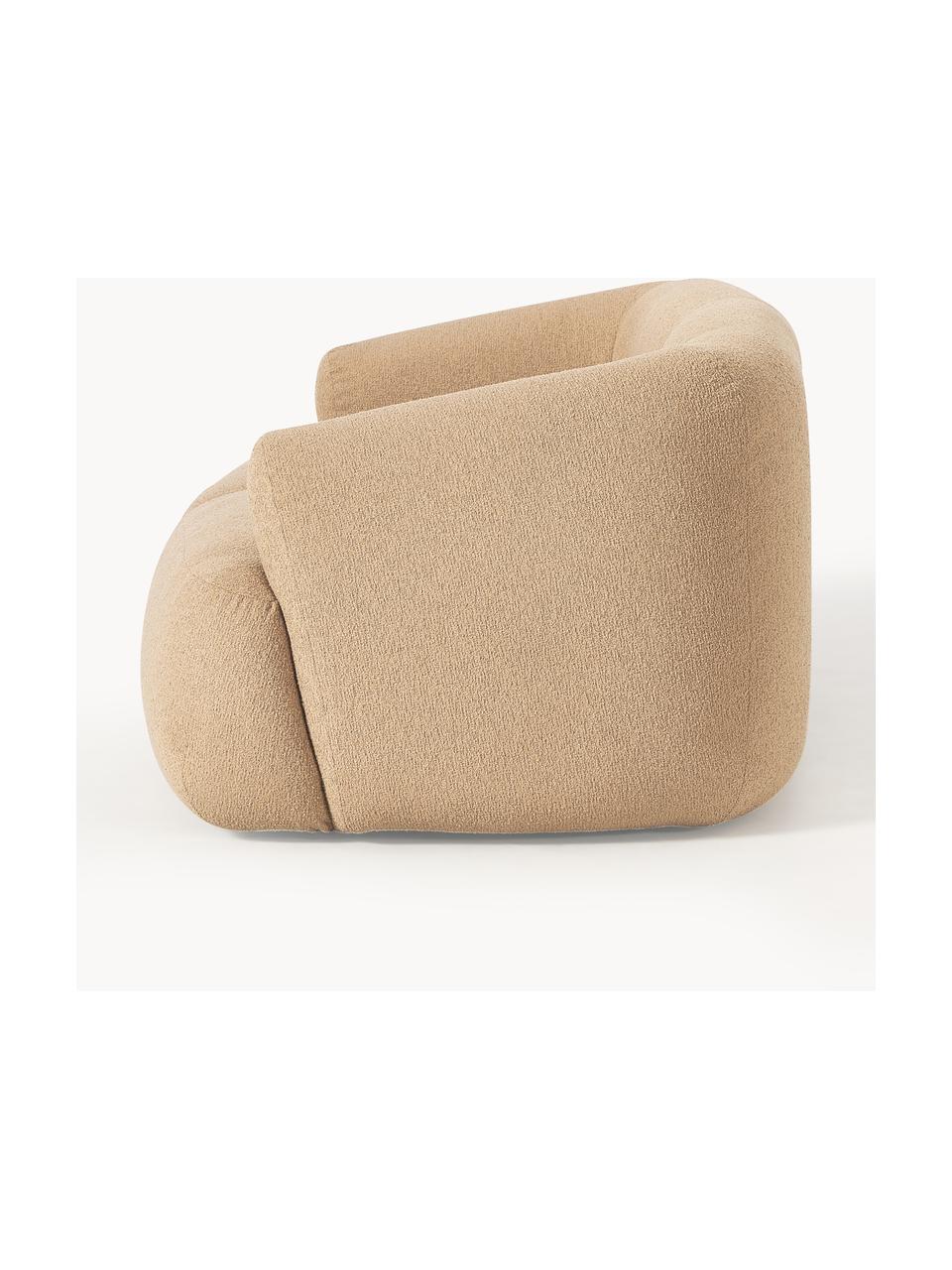 Sofá modular en tejido bouclé Sofia (2 plazas), Tapizado: tejido bouclé (100% polié, Estructura: madera de abeto, tablero , Patas: plástico Este producto es, Bouclé beige, An 190 x F 103 cm