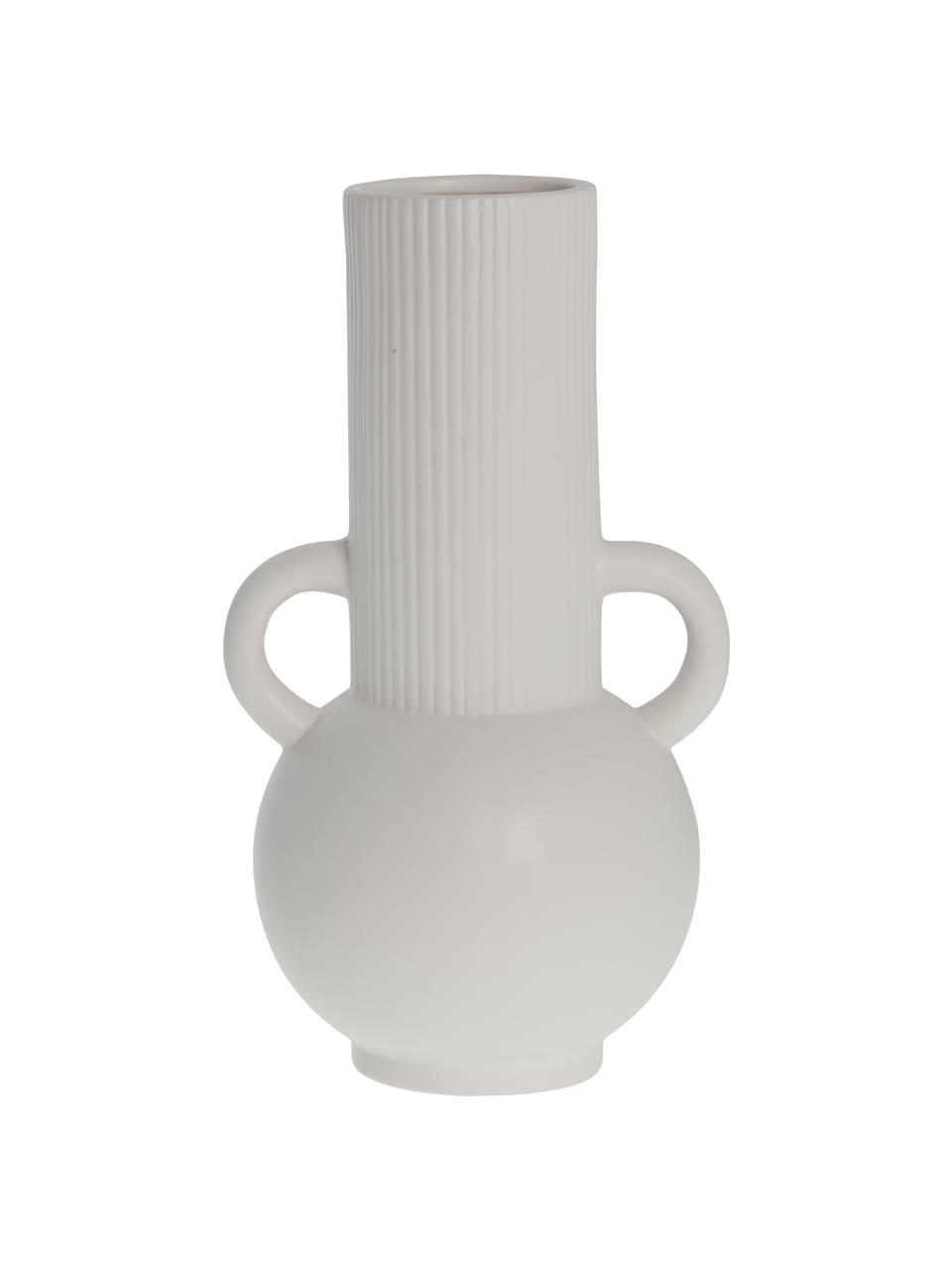 Handgefertigte Keramik-Vase Anine, Keramik, Weiss, B 16 x H 29 cm