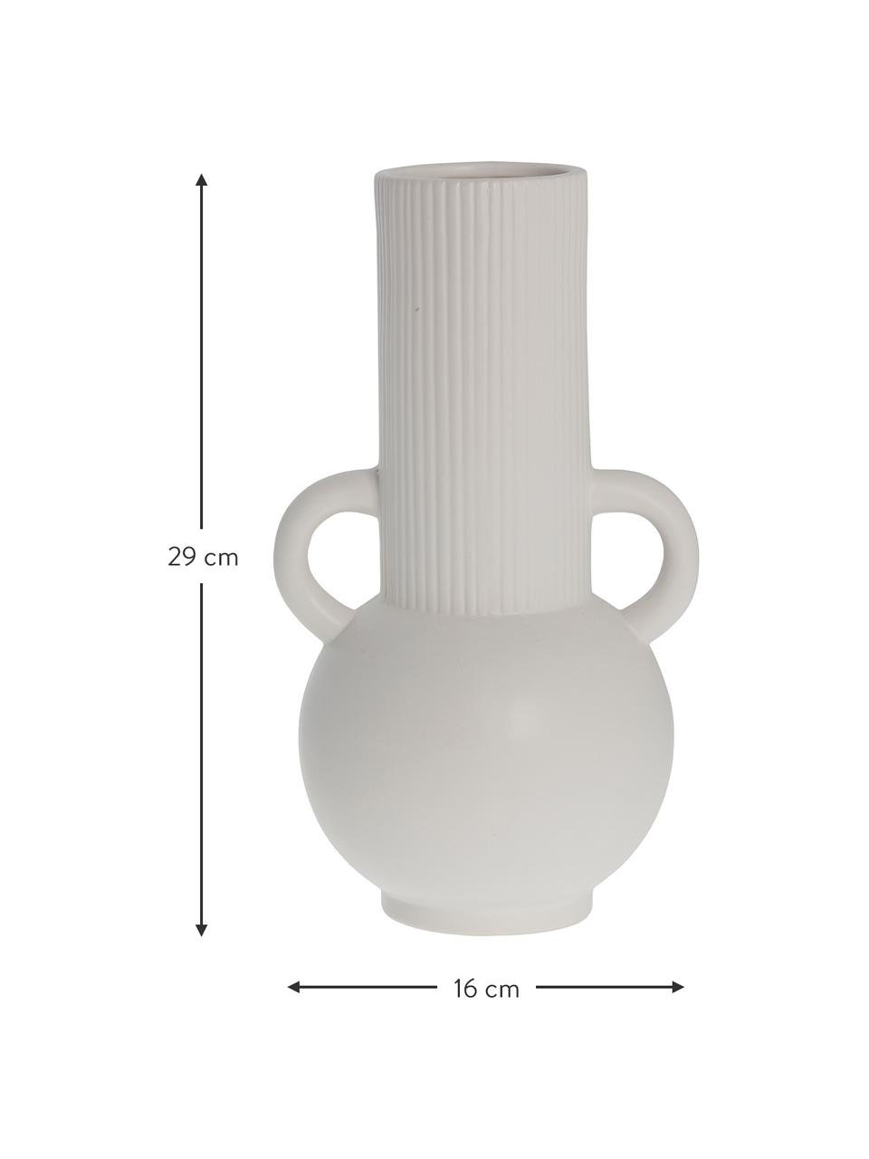 Handgefertigte Keramik-Vase Anine, Keramik, Weiß, B 16 x H 29 cm