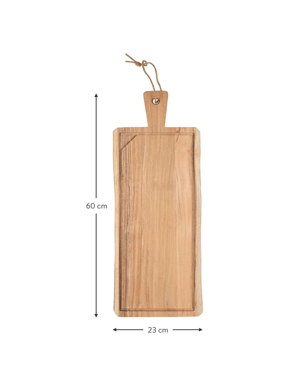 Grande planche à découper en bois d'acacia Albert, 23 x 60 cm, Bois d'acacia, Bois d'acacia, larg. 23 x long. 60 cm