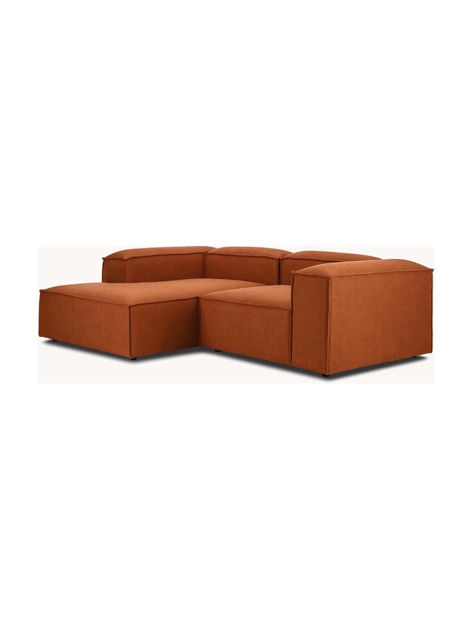 Modulares Ecksofa Lennon, Bezug: Polyester Der hochwertige, Gestell: Massives Kiefernholz, Spe, Füße: Kunststoff Die Füße befin, Webstoff Terrakotta, B 238 x T 180 cm, Eckteil links