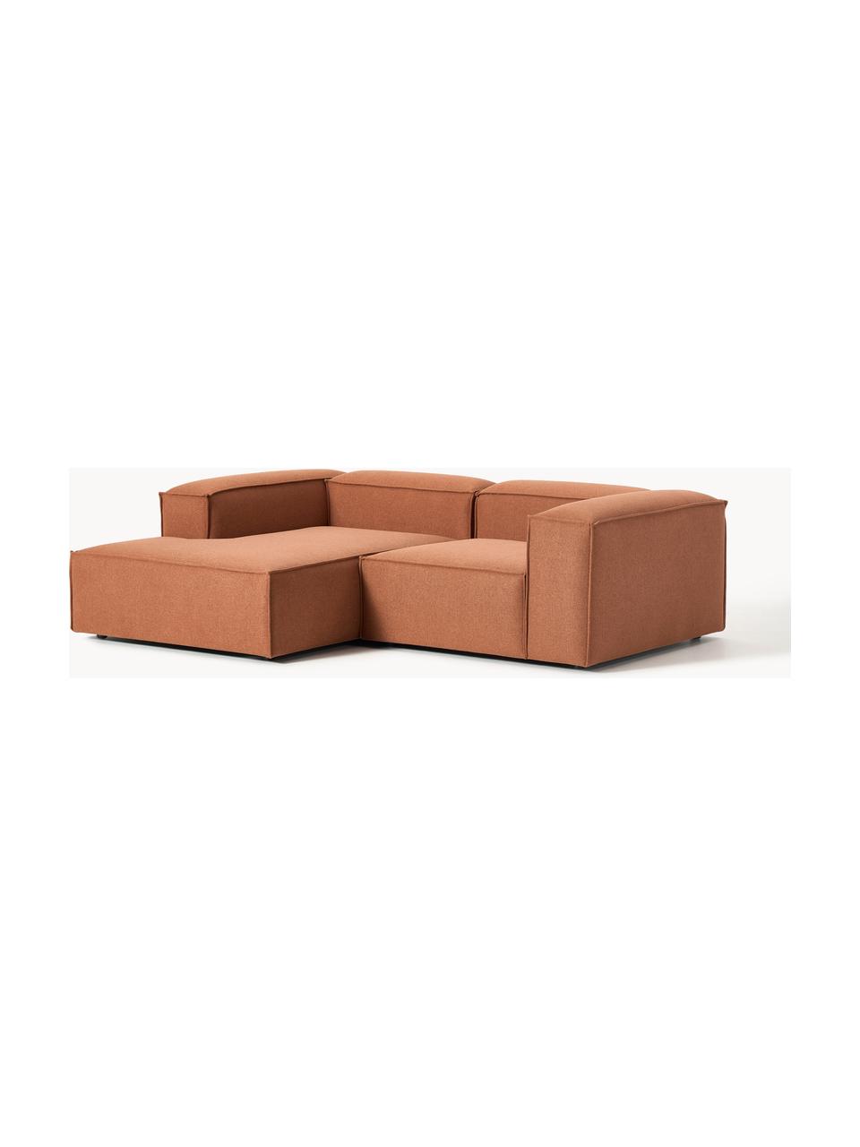 Modulares Ecksofa Lennon, Bezug: Polyester Der hochwertige, Gestell: Massives Kiefernholz, Spe, Füße: Kunststoff Die Füße befin, Webstoff Terrakotta, B 238 x T 180 cm, Eckteil links