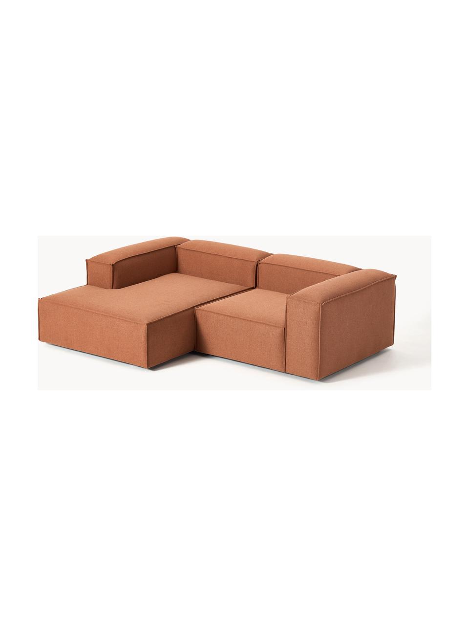 Modulares Ecksofa Lennon, Bezug: Polyester Der hochwertige, Gestell: Massives Kiefernholz, Spe, Füße: Kunststoff Die Füße befin, Webstoff Terrakotta, B 238 x T 180 cm, Eckteil links