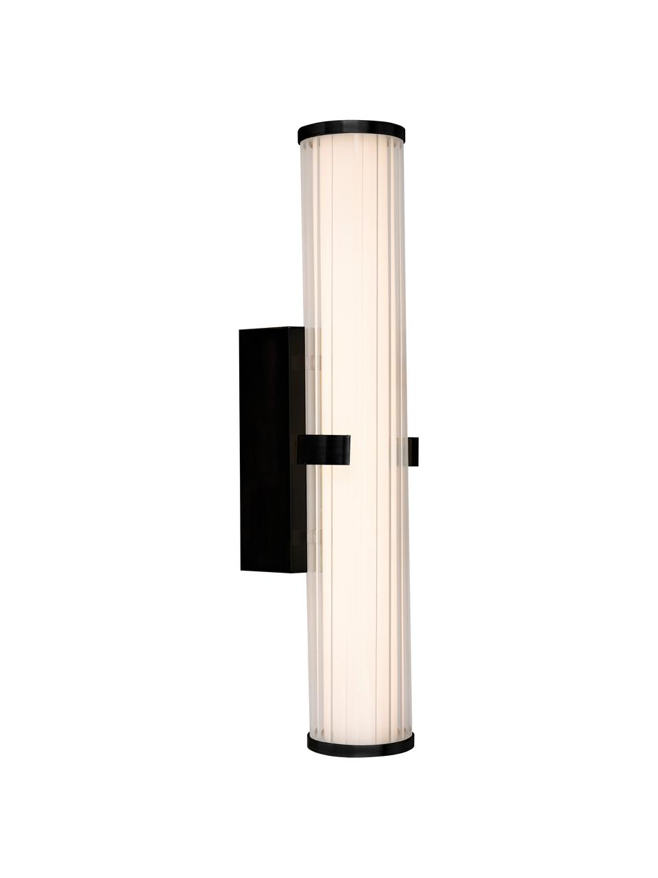 Nástenná LED lampa do kúpeľne z opálového skla Clamp, Čierna, biela, Š 9 x H 14 cm