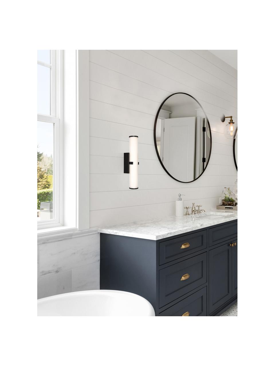Aplique de baño LED de vidrio opalino Clamp, Pantalla: vidrio opalino, Negro, blanco, An 9 x F 14 cm