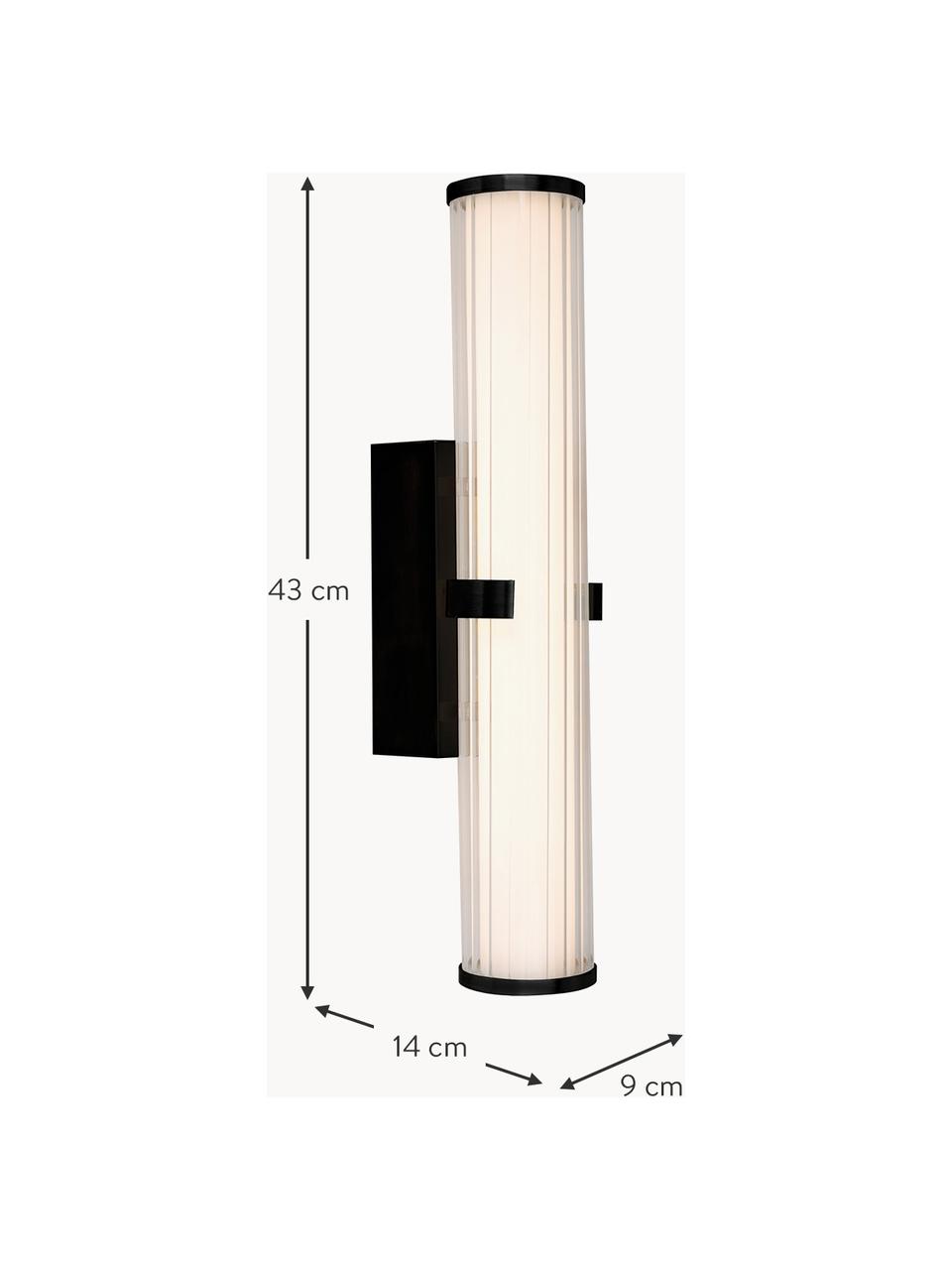 Applique da bagno a LED in vetro opalino Clamp, Paralume: vetro opalino, Struttura: metallo rivestito, Nero, bianco, Larg. 9 x Prof. 14 cm