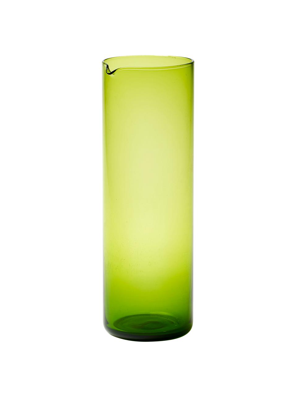 Carafe en verre soufflé à la bouche en vert Bloom, 1 L, Verre, soufflé bouche, Vert, Ø 8 x haut. 24 cm, 1 L