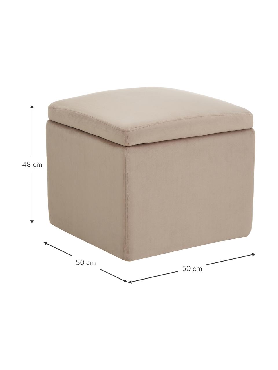 Puf z aksamitu z miejscem do przechowywania Winou, Tapicerka: aksamit (poliester) Dzięk, Stelaż: sklejka, metal, Taupe aksamit, S 50 x W 48 cm