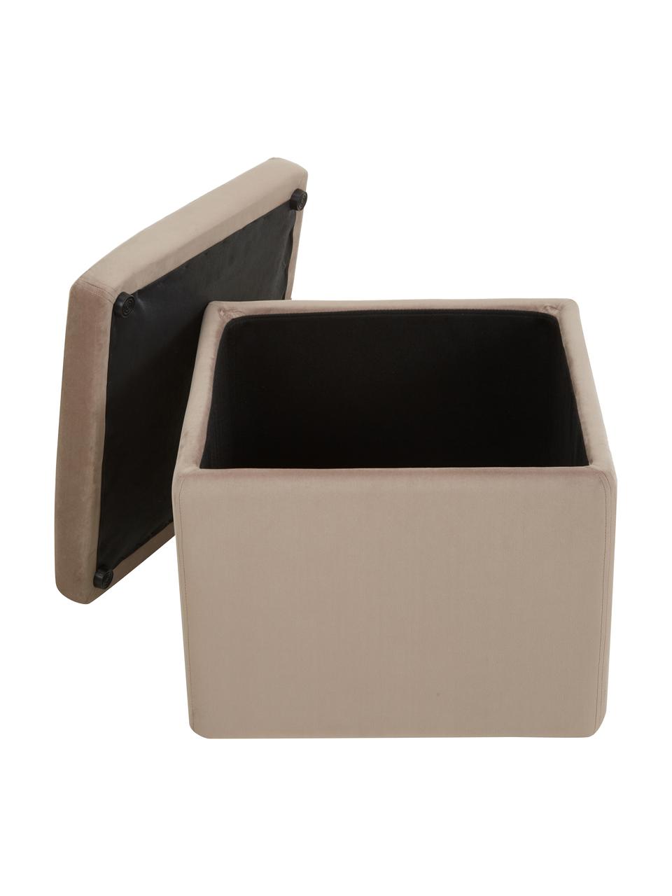 Samt-Hocker Winou mit Stauraum, Bezug: Samt (Polyester) Der hoch, Korpus: Sperrholz, Metall, Samt Beige, B 50 x H 48 cm