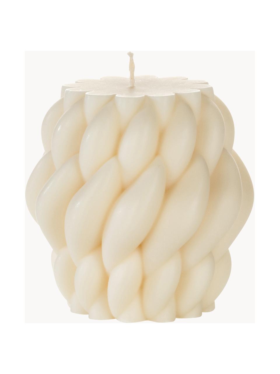 Ručně vyrobená designová svíčka Karla, V 9 cm, Vosk, Krémově bílá, Ø 8 cm, V 9 cm