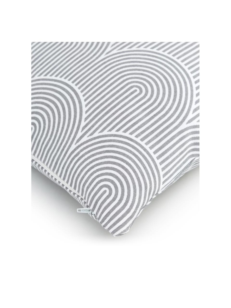 Baumwoll-Kissenhülle Arc, 100% Baumwolle, Grau, Weiß, B 45 x L 45 cm