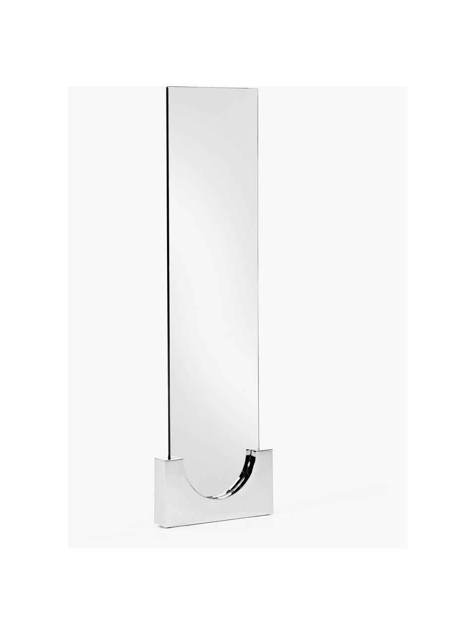 Eckiger Standspiegel Finn, Spiegelfläche: Spiegelglas, Silberfarben, B 48 x H 162 cm