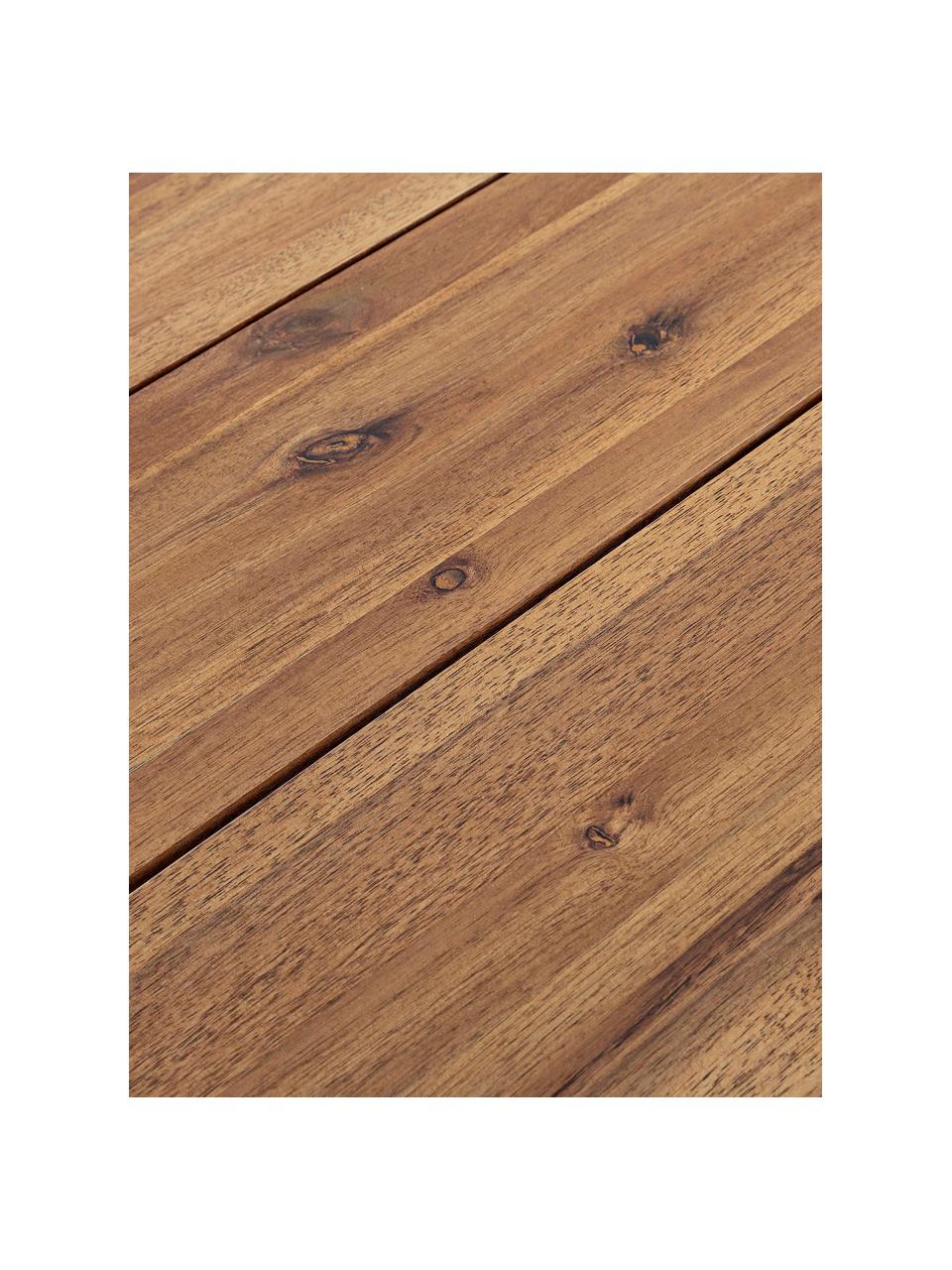 Mesa para exterior de madera de acacia Helsinki, 130 x 75 cm, Tablero: 100% madera de acacia, ce, Estructura: acero galvanizado en cali, Beige, gris antracita, An 130 x Al 75 cm